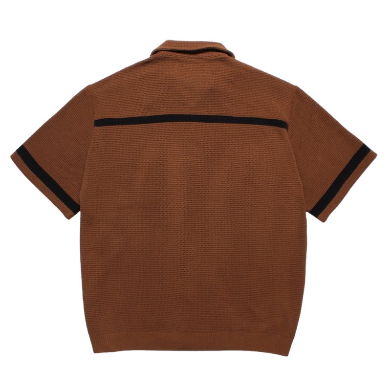 画像2: WACKO MARIA/KNIT OPEN COLLAR SHIRT（BROWN）［ニットオープンカラーシャツ-26春夏］