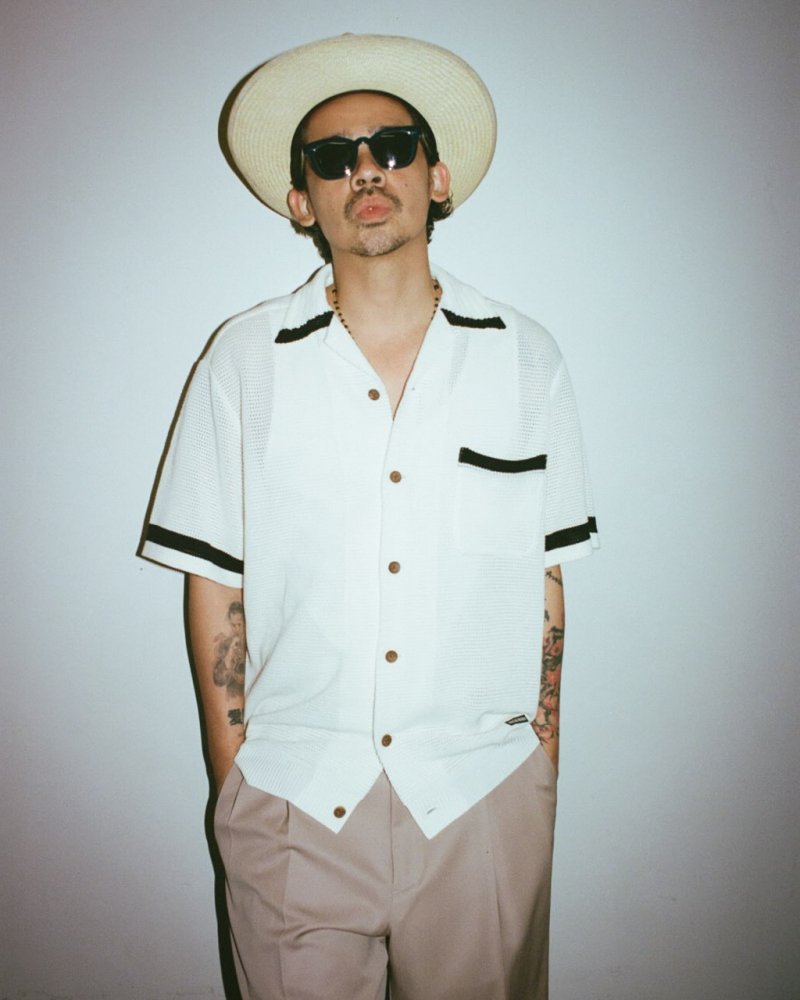 画像3: WACKO MARIA/KNIT OPEN COLLAR SHIRT（WHITE）［ニットオープンカラーシャツ-26春夏］