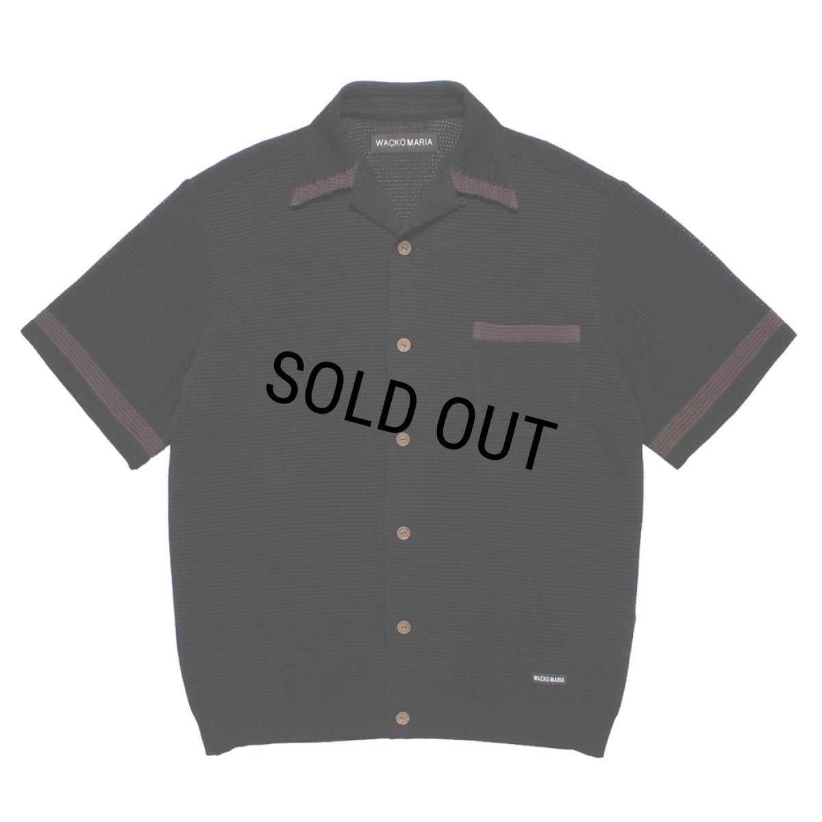 画像1: WACKO MARIA/KNIT OPEN COLLAR SHIRT（BLACK）［ニットオープンカラーシャツ-26春夏］ (1)
