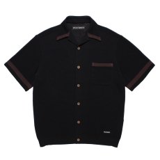 画像1: WACKO MARIA/KNIT OPEN COLLAR SHIRT（BLACK）［ニットオープンカラーシャツ-26春夏］ (1)
