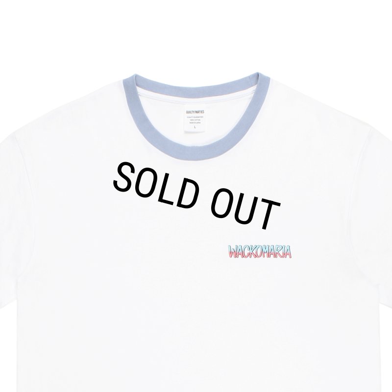 WACKO MARIA/RINGER T-SHIRT（WHITE/PURPLE）［リンガーT-26春夏］ - JONAS