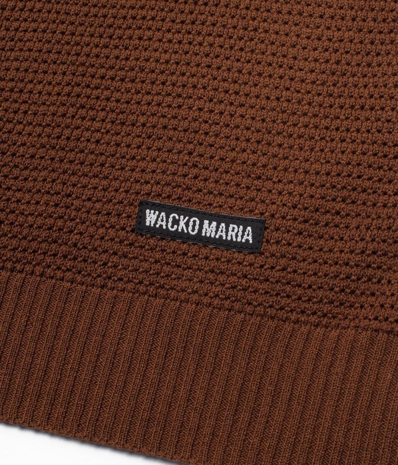 画像3: WACKO MARIA/KNIT OPEN COLLAR SHIRT（BROWN）［ニットオープンカラーシャツ-26春夏］