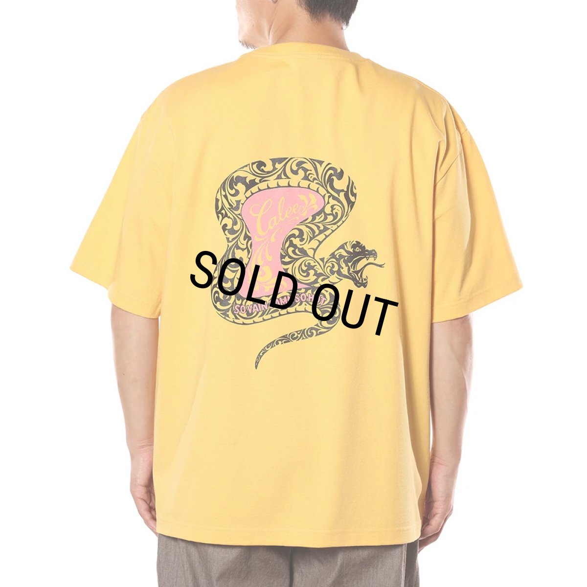画像4: CALEE/VINTAGE TYPE SNAKE LOGO POCKET TEE ＜NATURALLY PAINT DESIGN＞（WHITE）［プリントポケT-26春夏］ (4)