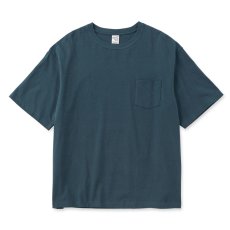 画像2: CALEE/VINTAGE TYPE SNAKE LOGO POCKET TEE ＜NATURALLY PAINT DESIGN＞（CHARCOAL NAVY）［プリントポケT-26春夏］ (2)