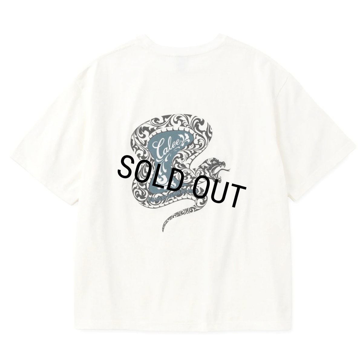 画像1: CALEE/VINTAGE TYPE SNAKE LOGO POCKET TEE ＜NATURALLY PAINT DESIGN＞（WHITE）［プリントポケT-26春夏］ (1)
