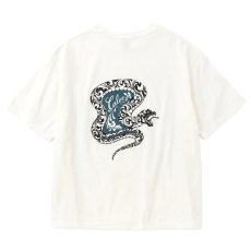 画像1: CALEE/VINTAGE TYPE SNAKE LOGO POCKET TEE ＜NATURALLY PAINT DESIGN＞（WHITE）［プリントポケT-26春夏］ (1)