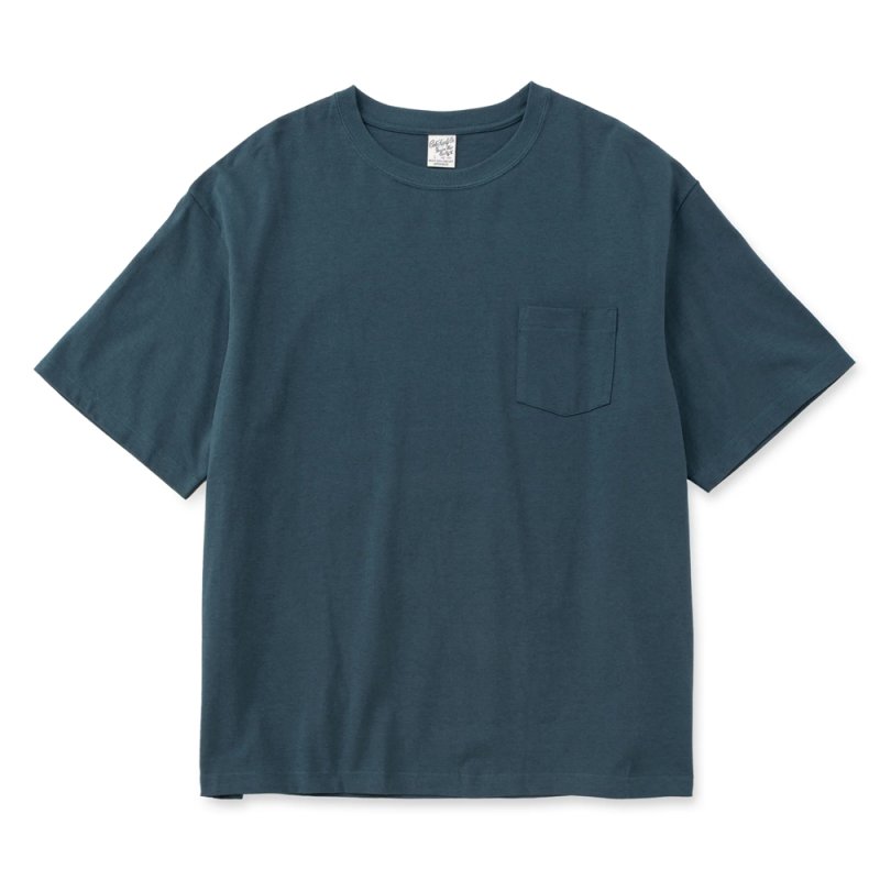 画像1: CALEE/VINTAGE TYPE SNAKE LOGO POCKET TEE ＜NATURALLY PAINT DESIGN＞（CHARCOAL NAVY）［プリントポケT-26春夏］