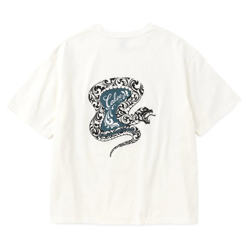 画像2: CALEE/VINTAGE TYPE SNAKE LOGO POCKET TEE ＜NATURALLY PAINT DESIGN＞（WHITE）［プリントポケT-26春夏］