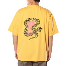 画像4: CALEE/VINTAGE TYPE SNAKE LOGO POCKET TEE ＜NATURALLY PAINT DESIGN＞（CHARCOAL NAVY）［プリントポケT-26春夏］ (4)