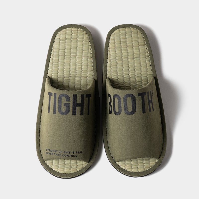画像1: TIGHTBOOTH/BIG LABEL ROOM SANDAL（Olive）［ルームサンダル-26春夏］
