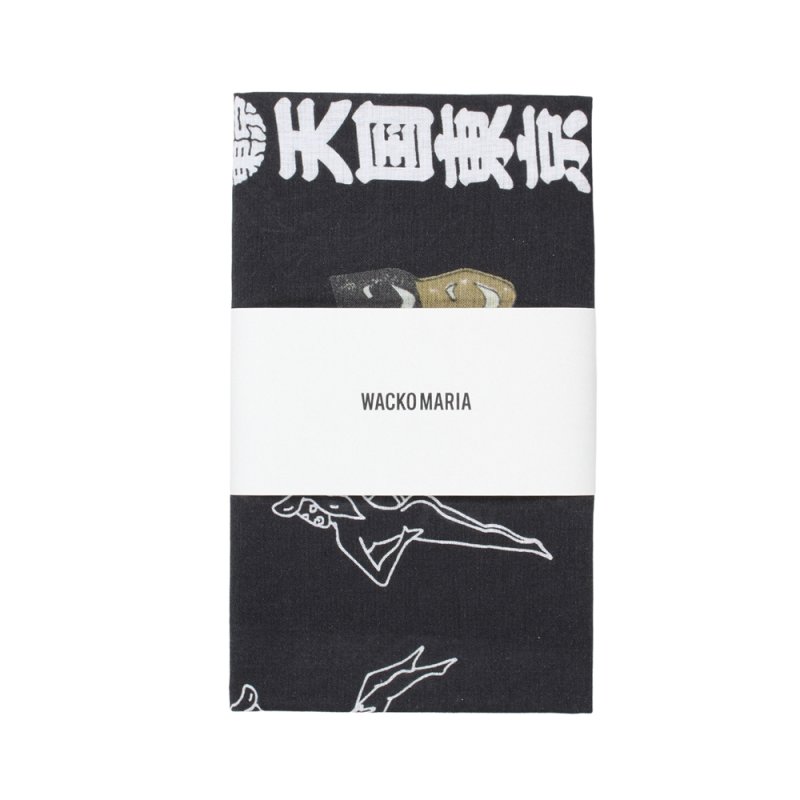 画像1: WACKO MARIA/水野染工場 / 手ぬぐい（BLACK）［手ぬぐい-26春夏］