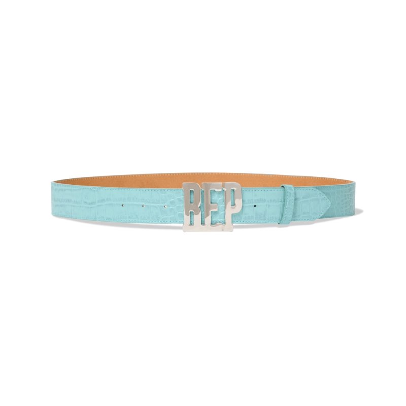 画像1: BlackEyePatch/CROCODILE LETTERS BELT（TURQUOISE）