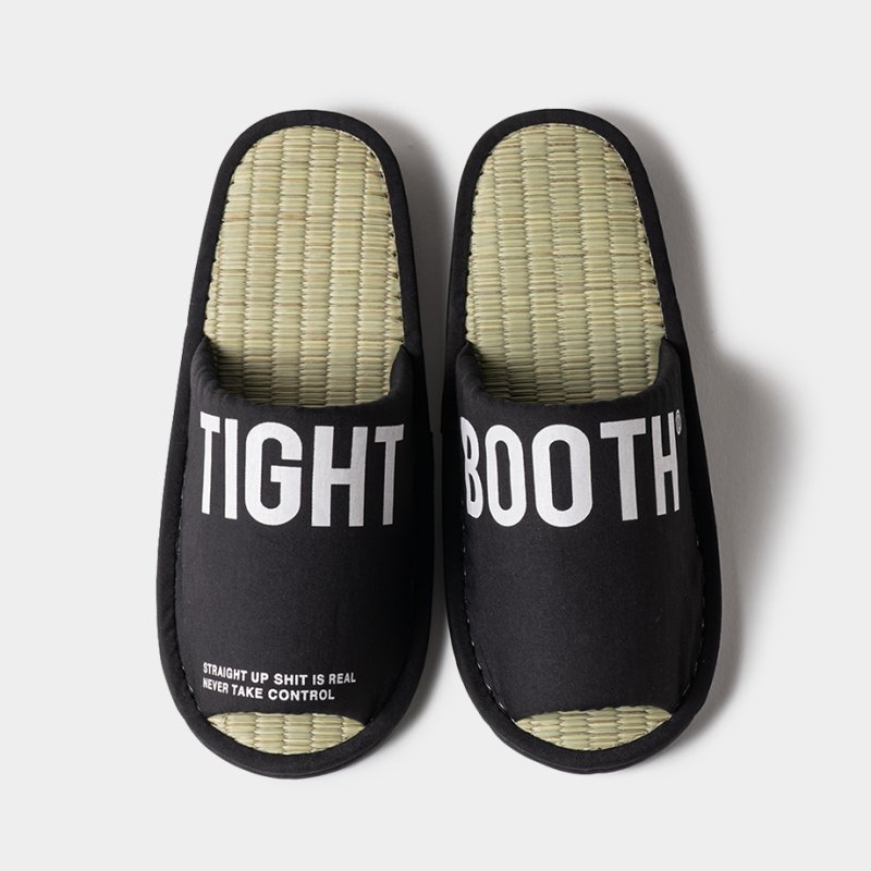 画像1: TIGHTBOOTH/BIG LABEL ROOM SANDAL（Black）［ルームサンダル-26春夏］