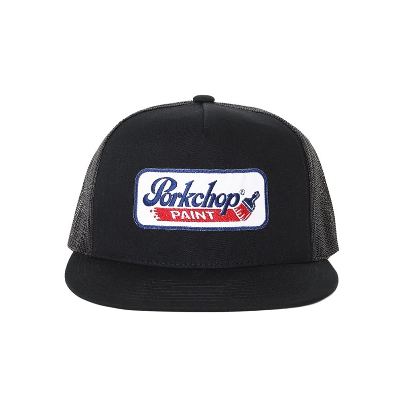 画像1: PORKCHOP/PCP WAPPEN MESH CAP（BLACK）［PCPワッペンメッシュキャップ-26春夏］