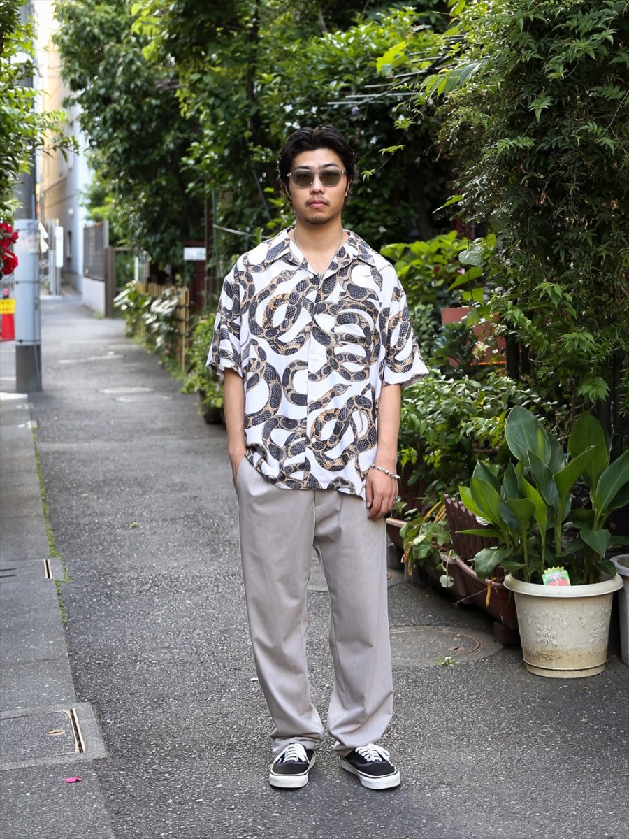 画像9: CALEE/ALLOVER SNAKE PATTERN S/S SH（ICY WHITE）［スネークパターンシャツ-26春夏］ (9)
