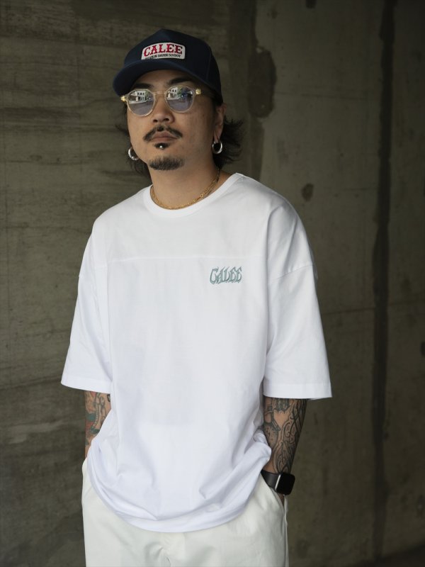 CALEE/×SHELTECH LOGO FOOT BALL TEE ＜A TYPE＞（WHITE