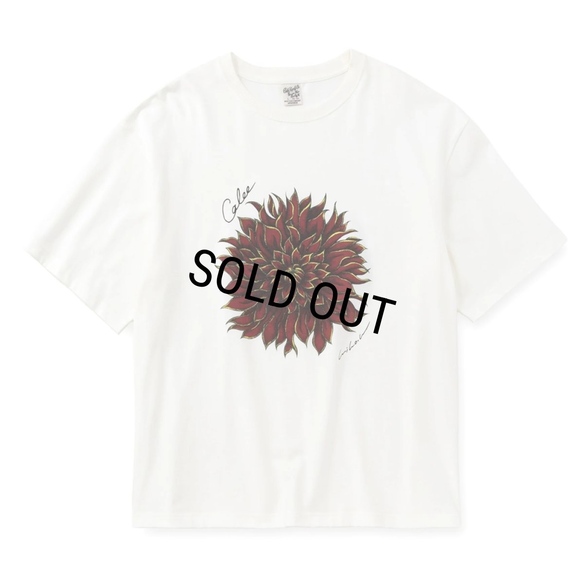 画像1: CALEE/DAHLIA ART TEE ＜MIHO MURAKAMI DESIGN＞（WHITE/RED）［プリントT-26春夏］ (1)