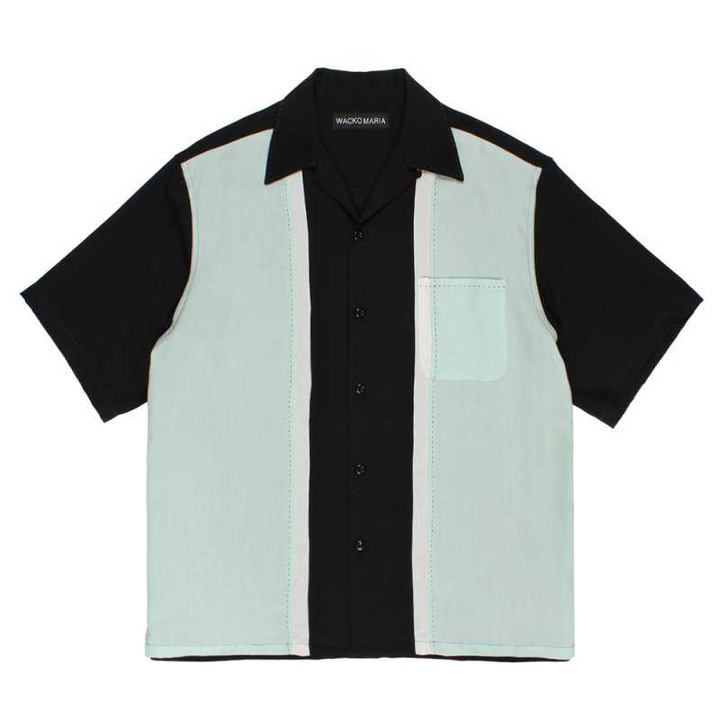 画像1: WACKO MARIA/SWITCHING 50'S OPEN COLLAR SHIRT（LIGHT GREEN）［スイッチング50'Sオープンカラーシャツ-26春夏］