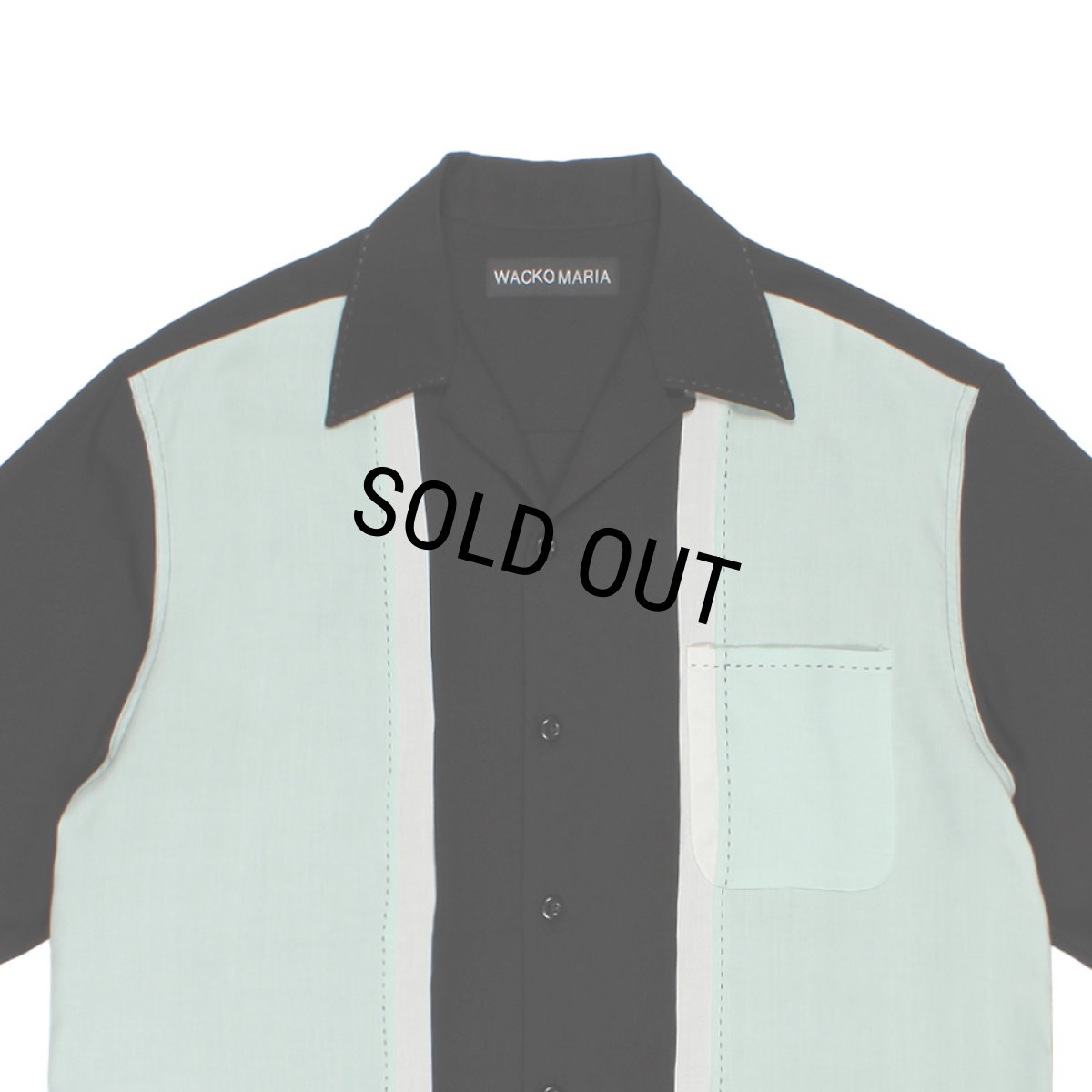 画像2: WACKO MARIA/SWITCHING 50'S OPEN COLLAR SHIRT（LIGHT GREEN）［スイッチング50'Sオープンカラーシャツ-26春夏］ (2)
