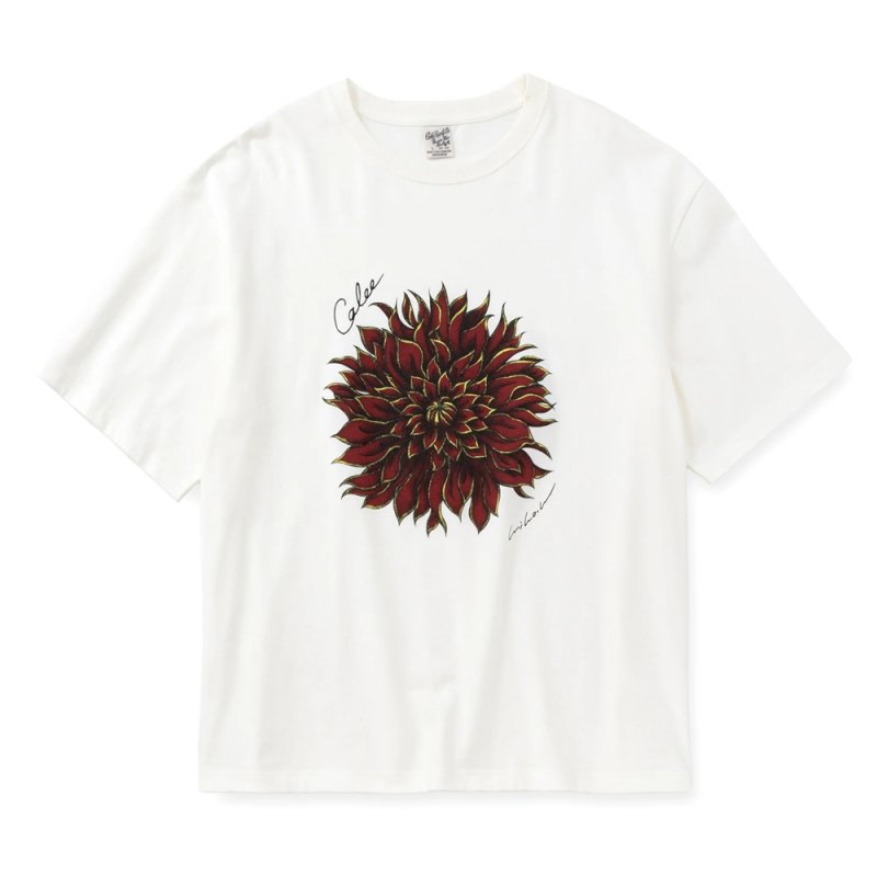 画像1: CALEE/DAHLIA ART TEE ＜MIHO MURAKAMI DESIGN＞（WHITE/RED）［プリントT-26春夏］
