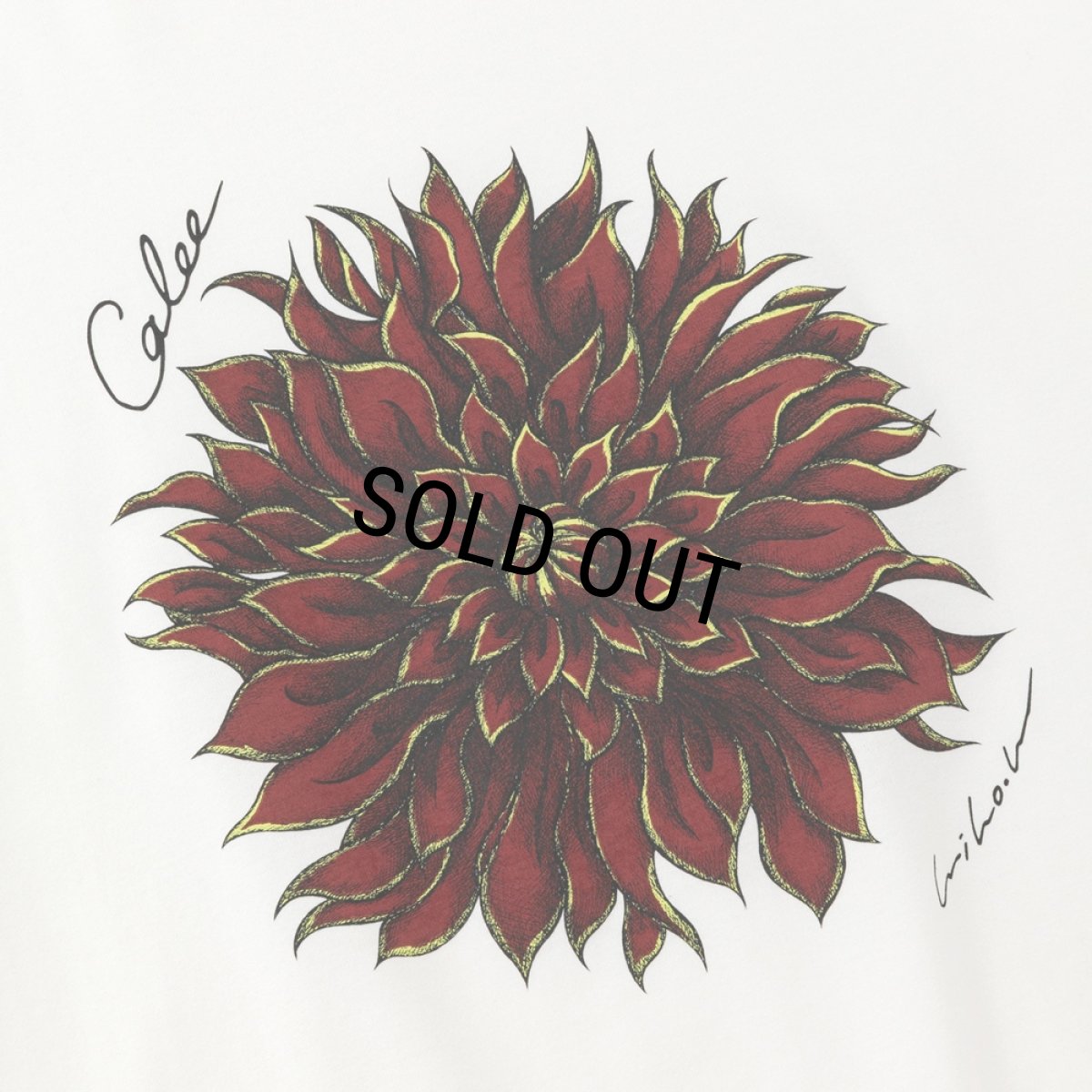 画像3: CALEE/DAHLIA ART TEE ＜MIHO MURAKAMI DESIGN＞（WHITE/RED）［プリントT-26春夏］ (3)