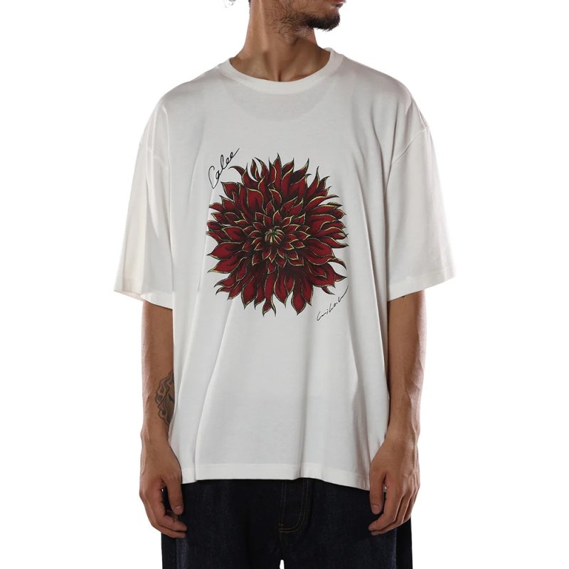 画像3: CALEE/DAHLIA ART TEE ＜MIHO MURAKAMI DESIGN＞（WHITE/RED）［プリントT-26春夏］