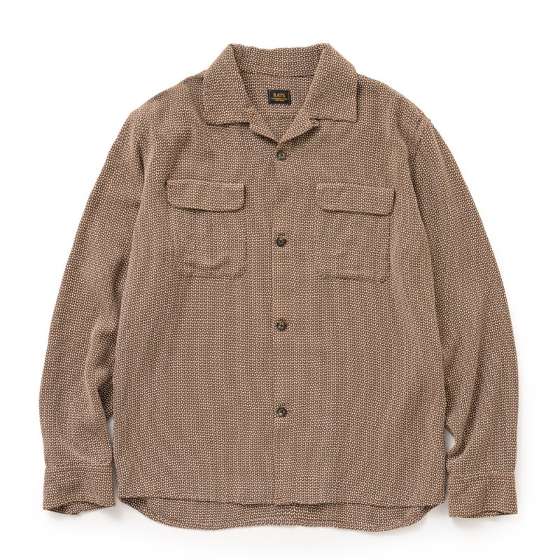 画像1: RATS/SASHIKO DOBBY SHIRT（BROWN）［サシコドビーシャツ-26春夏］