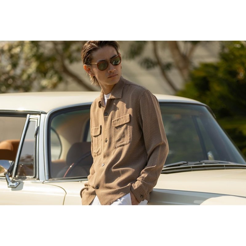 画像2: RATS/SASHIKO DOBBY SHIRT（BROWN）［サシコドビーシャツ-26春夏］