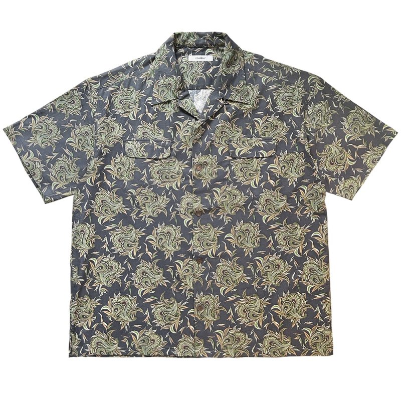 画像1: exodus brand/BUDS PAISLEY HAWAIIAN SHIRT（CHARCOAL）［バッズペイズリーハワイアンシャツ-26春夏］