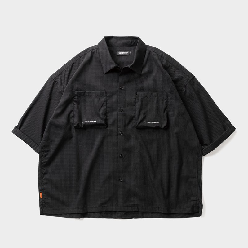 画像1: TIGHTBOOTH/SEERSUCKER ROLL UP SHIRT（Black）［シアサッカーロールアップシャツ-26夏］