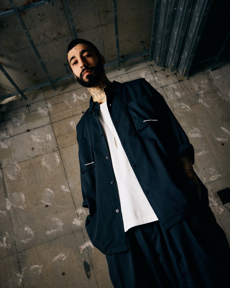 画像2: TIGHTBOOTH/SEERSUCKER ROLL UP SHIRT（Black）［シアサッカーロールアップシャツ-26夏］