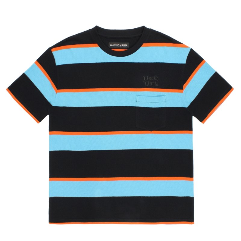 画像1: WACKO MARIA/STRIPED T-SHIRT（LIGHT BLUE）［ストライプポケT-26春夏］