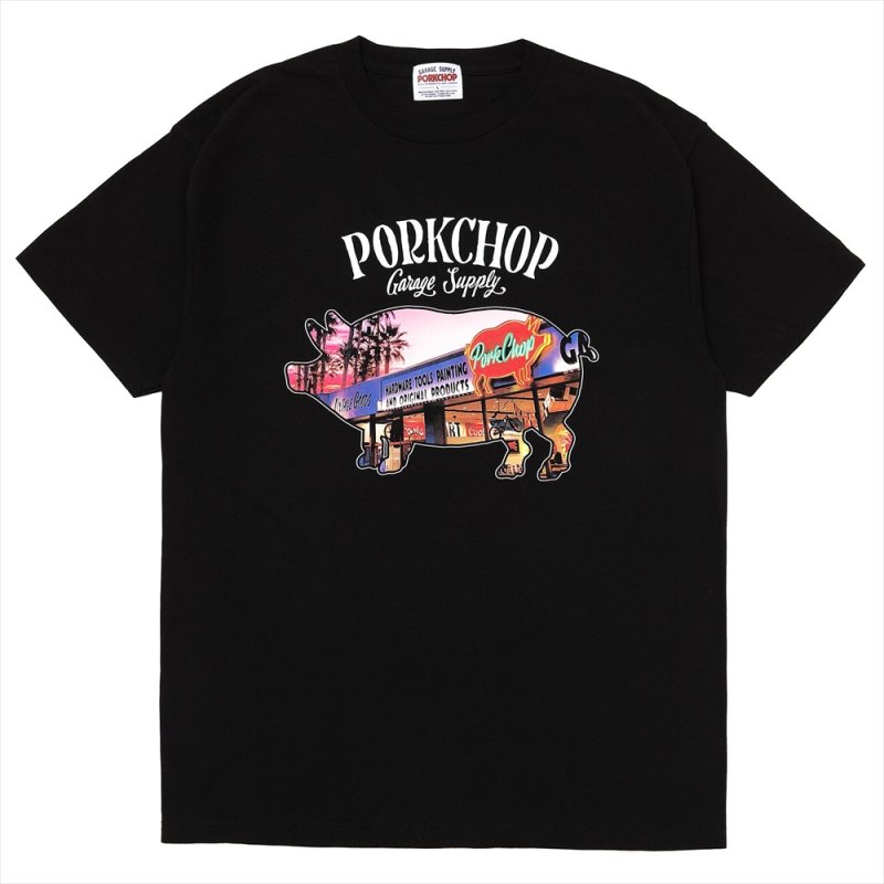画像1: PORKCHOP/PORK STORE TEE（BLACK）［ポークストアT-26春夏］