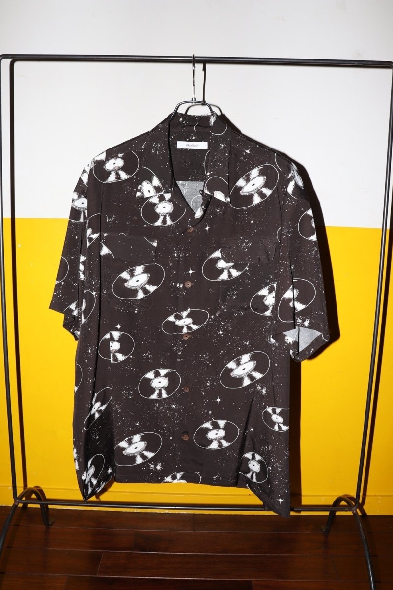 画像2: exodus brand/SPACE VINYL RECORD HAWAIIAN SHIRT（D BROWN）［スペースビニールレコードハワイアンシャツ-26春夏］