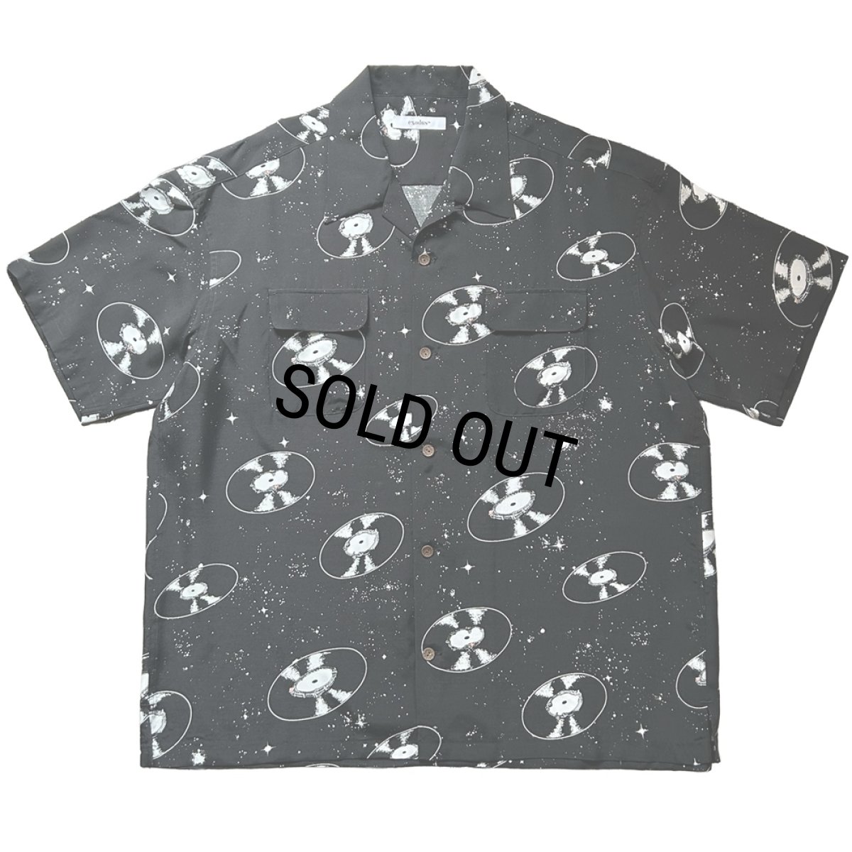 画像1: exodus brand/SPACE VINYL RECORD HAWAIIAN SHIRT（BLACK）［スペースビニールレコードハワイアンシャツ-26春夏］ (1)