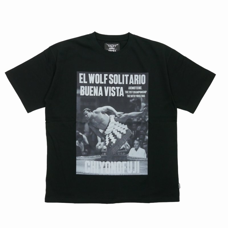画像1: BUENA VISTA/El wolf solitario tee dos（×千代の富士）（BLACK）［プリントT-26春夏］