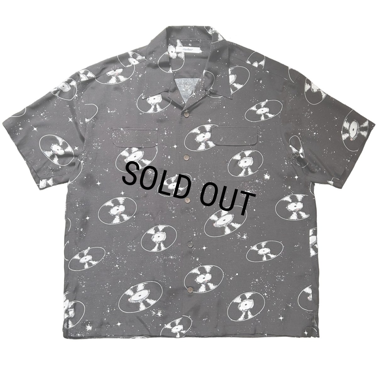 画像1: exodus brand/SPACE VINYL RECORD HAWAIIAN SHIRT（D BROWN）［スペースビニールレコードハワイアンシャツ-26春夏］ (1)