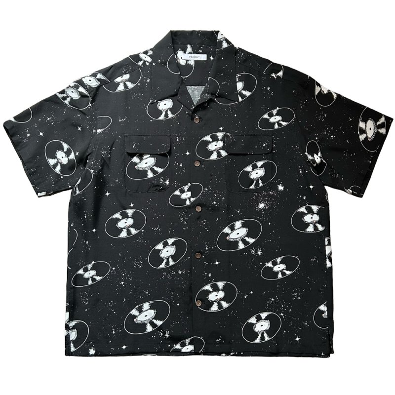 画像1: exodus brand/SPACE VINYL RECORD HAWAIIAN SHIRT（BLACK）［スペースビニールレコードハワイアンシャツ-26春夏］
