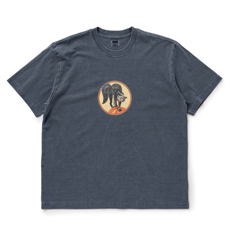 画像1: RATS/BLACK CAT TEE（NAVY）［ブラックキャットT-26春夏］
