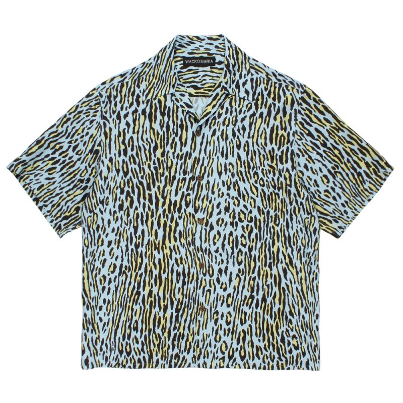 画像1: WACKO MARIA/LEOPARD HAWAIIAN SHIRT（LIGHT BLUE）［レオパードハワイアンシャツ-26春夏］