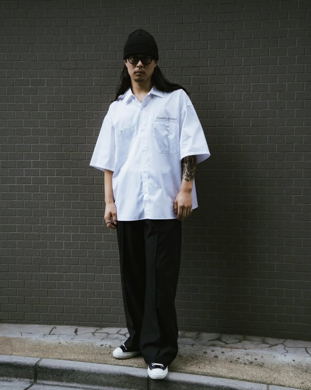 COOTIE PRODUCTIONS/Broad S/S Work Shirt（White）［ブロードワーク