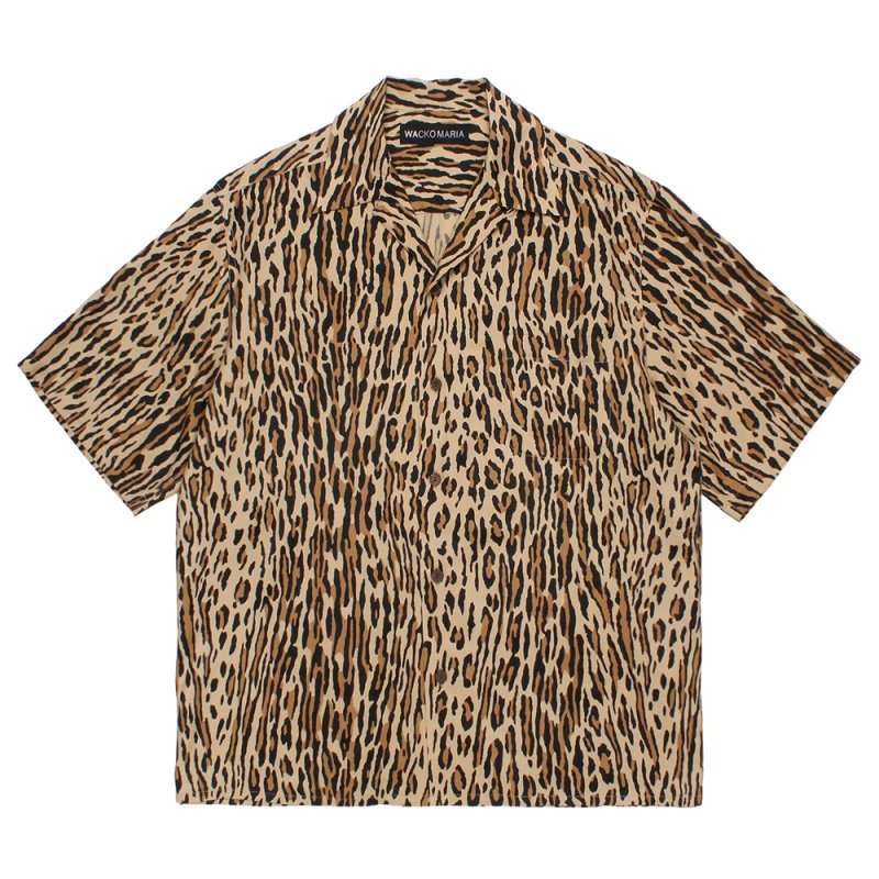 画像1: WACKO MARIA/LEOPARD HAWAIIAN SHIRT（BROWN）［レオパードハワイアンシャツ-26春夏］