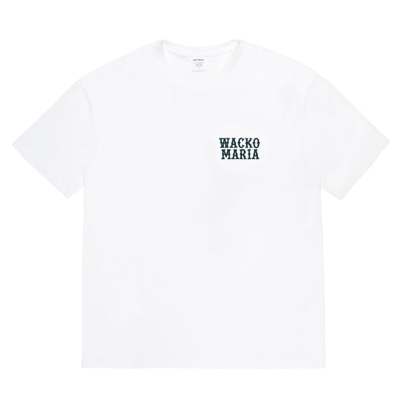 画像1: WACKO MARIA/WASHED HEAVY WEIGHT T-SHIRT（WHITE）［プリント+刺繍T-26春夏］