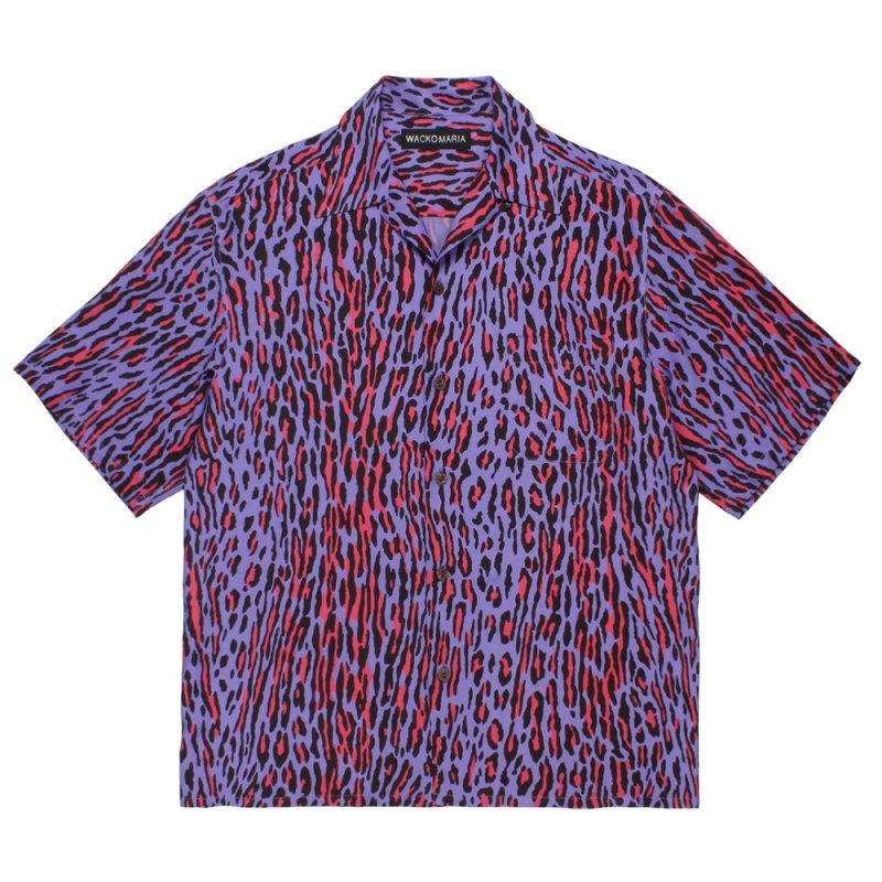 画像1: WACKO MARIA/LEOPARD HAWAIIAN SHIRT（PURPLE）［レオパードハワイアンシャツ-26春夏］
