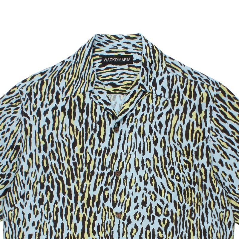 画像2: WACKO MARIA/LEOPARD HAWAIIAN SHIRT（LIGHT BLUE）［レオパードハワイアンシャツ-26春夏］