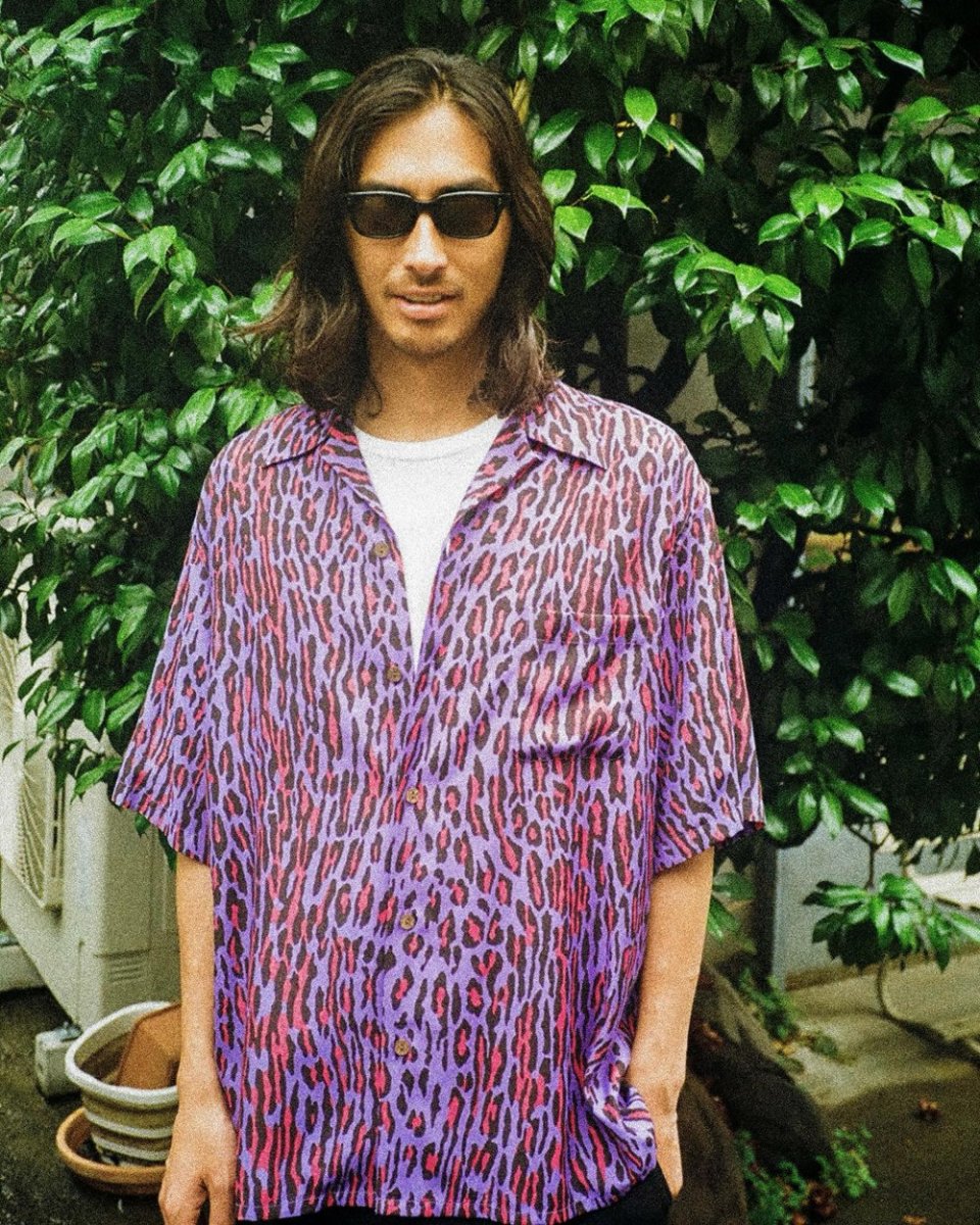 画像3: WACKO MARIA/LEOPARD HAWAIIAN SHIRT（PURPLE）［レオパードハワイアンシャツ-26春夏］ (3)