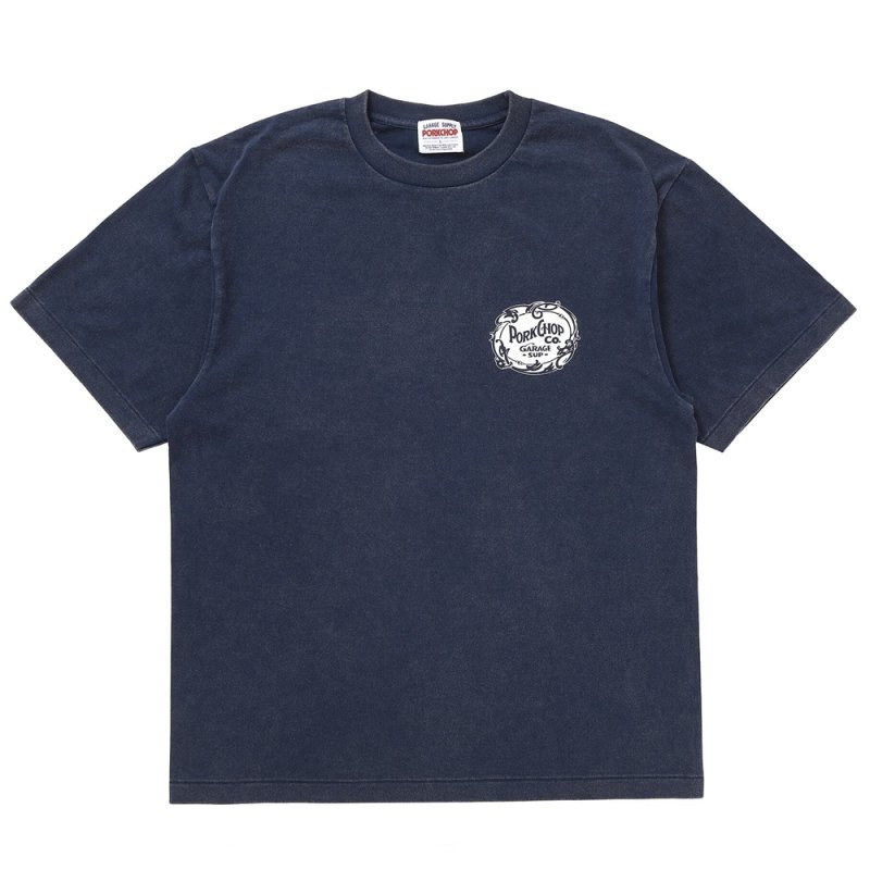 画像1: PORKCHOP/F LEAF LOGO TEE（FADE NAVY）［FリーフロゴT-26春夏］