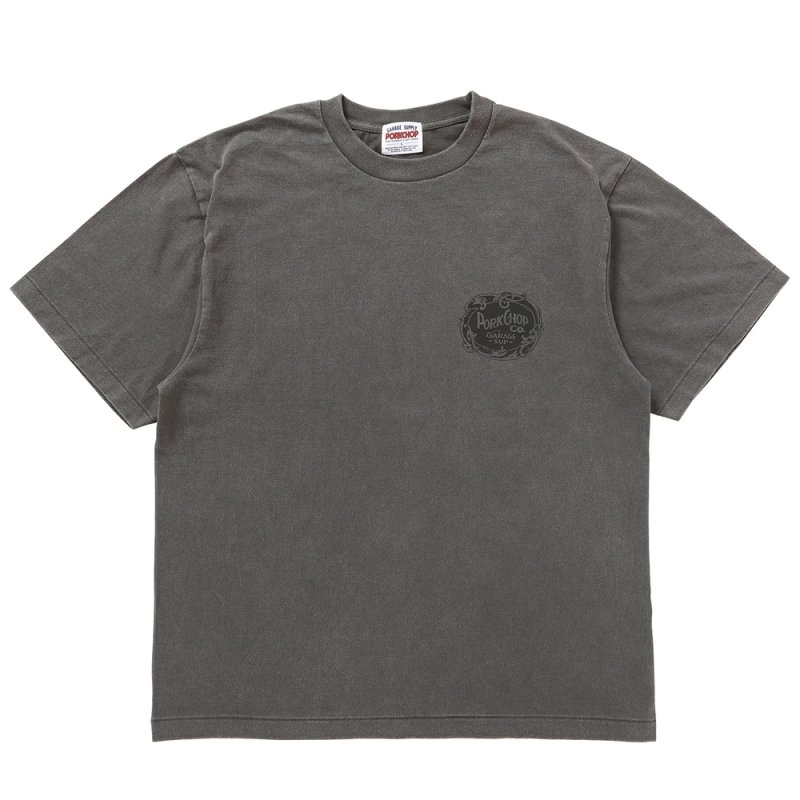 画像1: PORKCHOP/F LEAF LOGO TEE（FADE GRAY）［FリーフロゴT-26春夏］