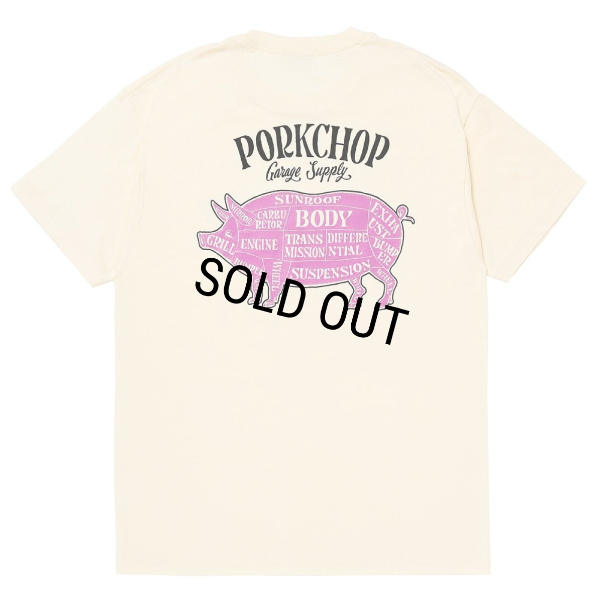 画像1: PORKCHOP/PORK BACK TEE（CREAM）［ポークバックT-26春夏］ (1)