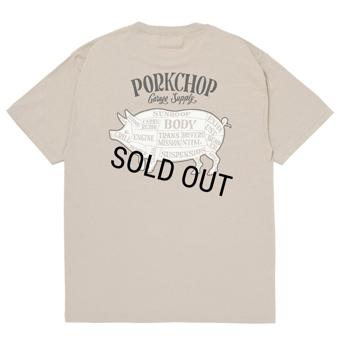 画像1: PORKCHOP/PORK BACK TEE（SAND）［ポークバックT-26春夏］ (1)